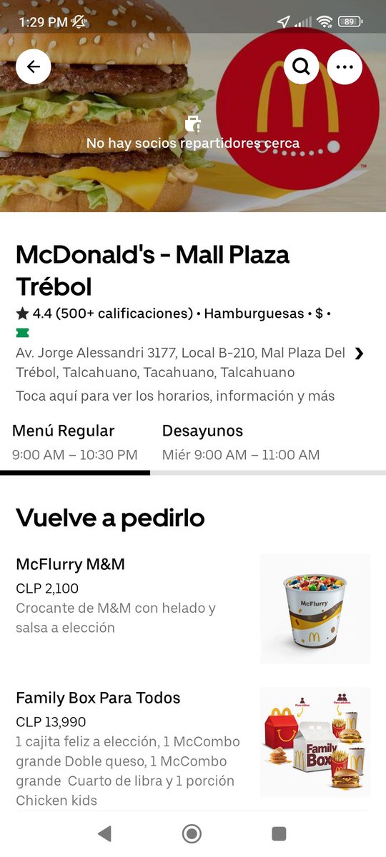 campos_lyann's tweet photo. @UberEats_Chile Que sucede con la app en Concepción? Desde ayer que ningún local disponible? https://t.co/8XrS9tyl8H