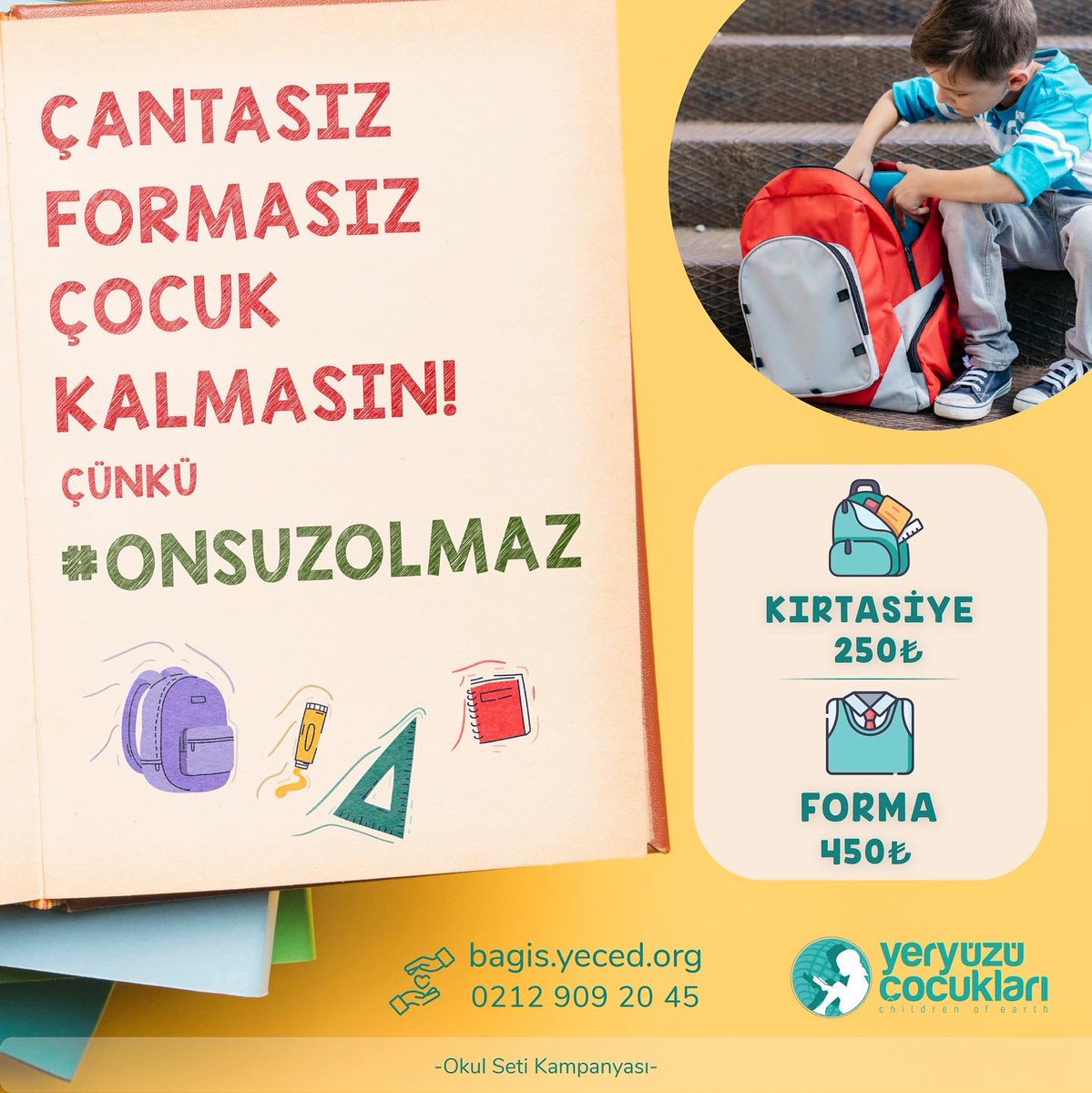 yecedorg's tweet photo. Okulun ilk gününden daha heyecan verici olan nedir?🤔 Bize göre okulun ilk gününe hazırlanmak!🤩 Kırtasiye heyecanını tüm çocuklar yaşasın, okula cıvıl cıvıl başlasınlar diye Okul Seti Kampanyasını başlatıyoruz. 🥳 

Hadi, Bir Çocuğu Okula Hazırlayalım!

🎈https://t.co/9D7CFh5okJ https://t.co/LVmhPH0AcC