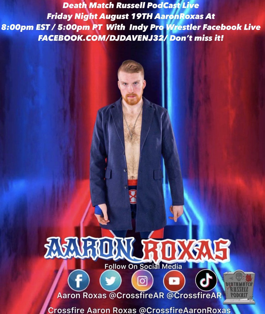 Davidnj32's tweet photo. Like Share Retweet! #AaronRoxas
#SupportIndyWrestling #SupportLuchaWrestling
#SupportFemaleWrestling #SupportDeathMatchWrestling #SupportProWrestling #WrestlingCommunity
#DeathMatchRussellPodCast #PCN #WrestlingWithJohners https://t.co/mSkyt3sfx9
