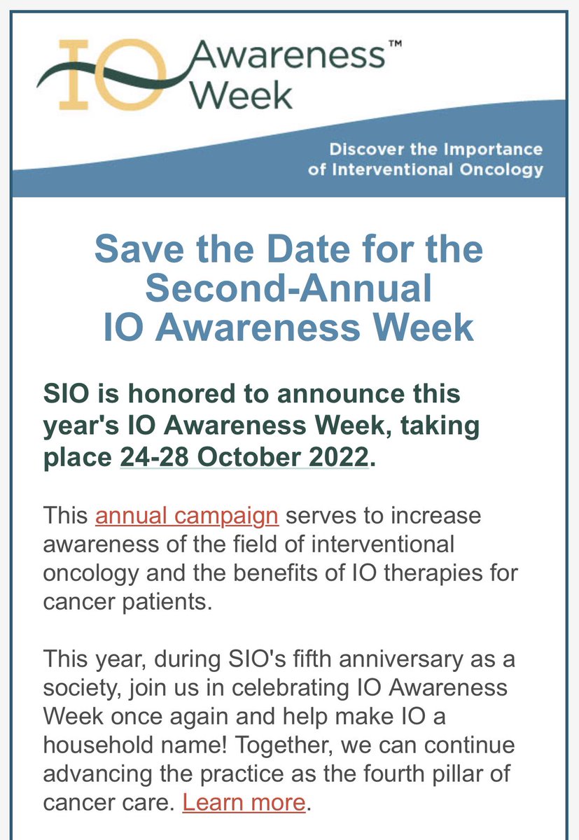 JuliusChapiro's tweet photo. #IOawareness week will coincide with my birthday this year. The best 🎁 comes from @SIO_Central and our organization works hard to help educate both patients and referrers about the infinite opportunities of image-guided cancer therapy. https://t.co/K6nK9D5DTB