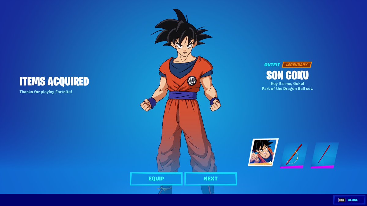 dagwummy's tweet photo. Fortnite x Dragon Ball Giveaway! 
(1x Goku)

To enter:
-Must Follow/Like/Retweet
-I'll pick random winner in 24 hours #Fortnite https://t.co/RNjNhgxDlr