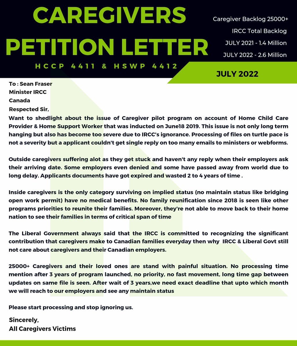HCCPandHSWP's tweet photo. #caregiverspilotprogram
HCCP &amp; HSW backlog 25K+ in July2022
No Work Permit since 2019
No Family Reunion since 2018
Why @SeanFraserMP isn't taking serious his ministry @CitImmCanFR @CitImmCanada
IRCC Backlog
JULY2021- 1.4million
JULY2022- 2.6million
@jasrajshallan @JennyKwanBC https://t.co/nBDJ081hCK