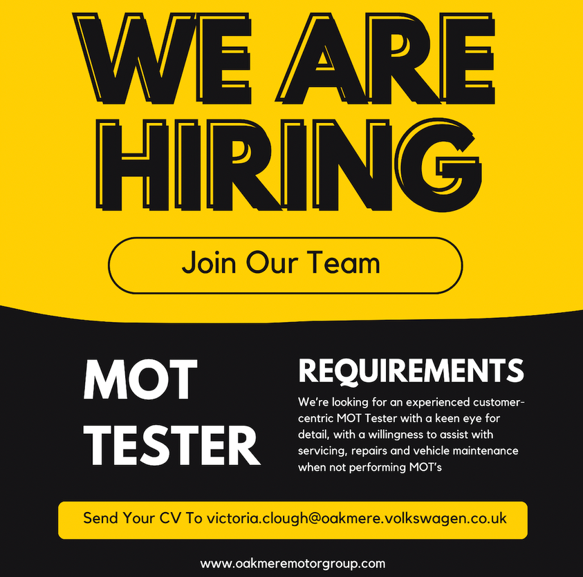 GAWZZ8's tweet photo. We are looking for an MOT Tester to join our team.
Do you hold a full UK driving licence? Are you fully qualified and approved by the DVSA to carry out MOT Tests? If so, we'd love to hear from you: https://t.co/Mn3xDit2eM https://t.co/EtA5AgkIKx
