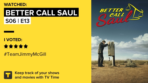 justdesb's tweet photo. I've just watched episode S06 | E13 of Better Call Saul! #BetterCallSaul . https://t.co/0vHrooMSly #tvtime https://t.co/coce2ZrSca