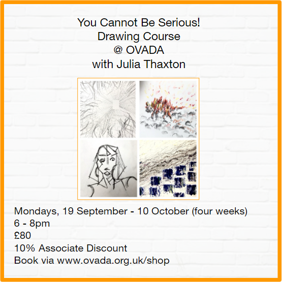 OVADA_Gallery's tweet photo. Oh, we are! Come have fun with drawing and Julia Thaxton this September. Find out more and book your place here: https://t.co/BGvDyUf6TL
#drawing #contemporarydrawing #experimentaldrawing #experimentalart #artistprofessionaldevelopment https://t.co/gl5y9Ey0tu