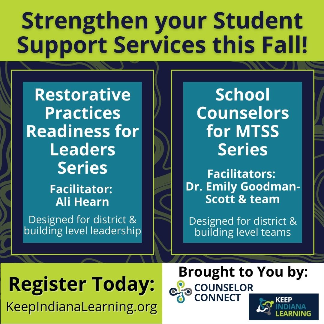 MTSS. Restorative Practices. Both powerful structures to implement in your building. Both also take strong foundations to be successful. We have year-long series to get your journey to implementing either off to a strong start. Registration closes Friday! keepindianalearning.org/paid-events/