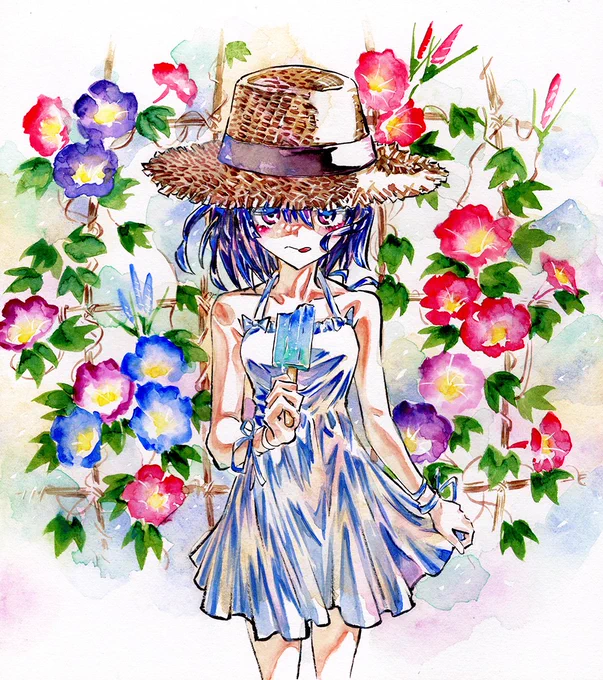 朝顔#オリジナル #創作 #イラスト 