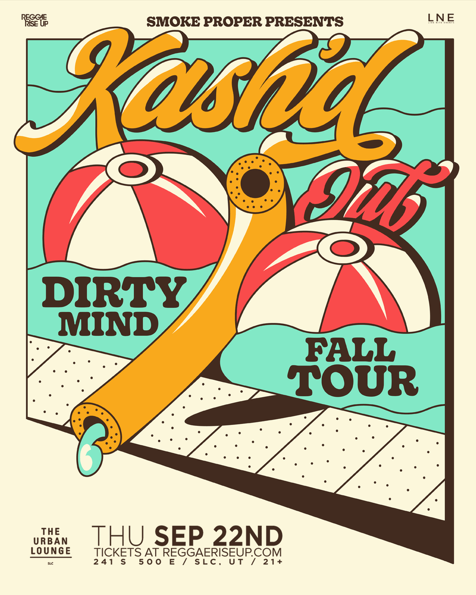 ReggaeRiseUp's tweet photo. JUST IN!💨 @KashdOutMusic is bringing the "Dirty Mind" Tour to @UrbanLoungeSLC 🏄‍♂️ SEP 22ND! 

We're beyond stoked to have them back in SLC for an intimate show with the #RRUFam❤️🏖️ 

Tickets On Sale Now at https://t.co/7XAqhWeGl7 🔥 

#KashdOut #UrbanLoungeSLC #ReggaeRiseUp https://t.co/p11lYzqm2r