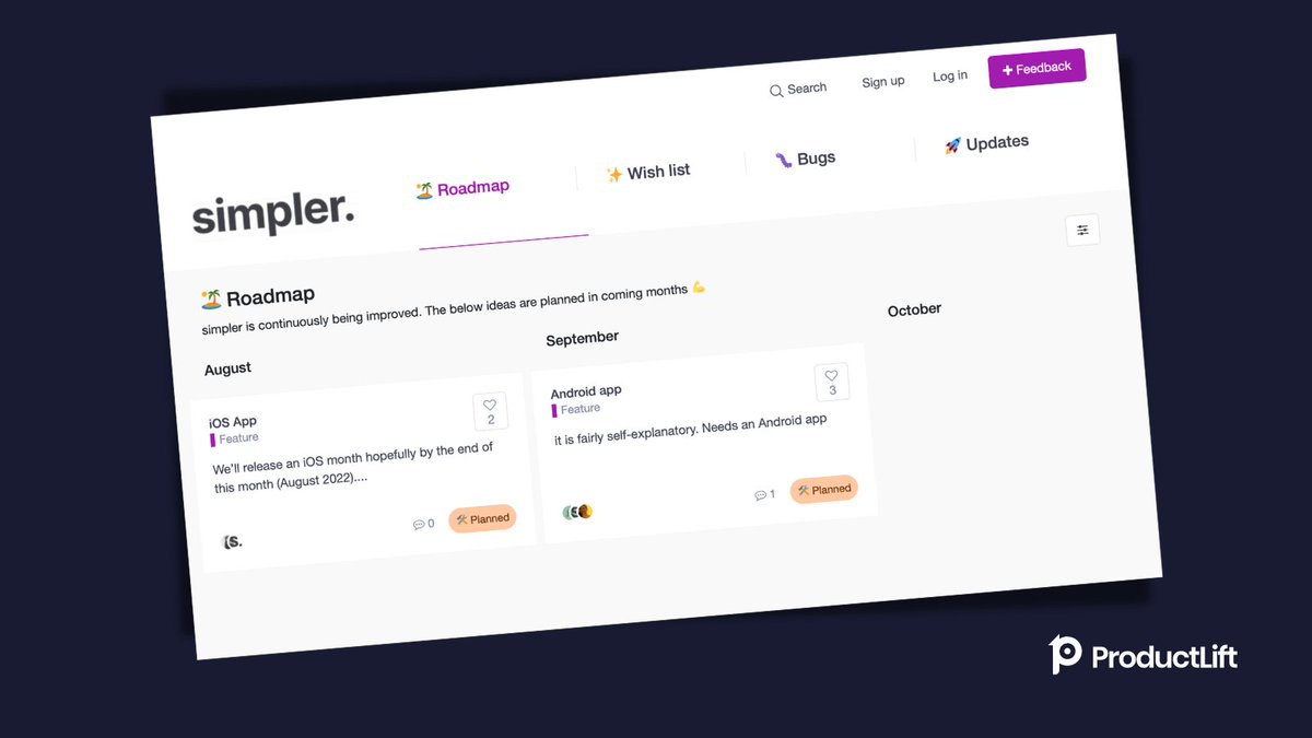 R_ubenBuijs's tweet image. Really enjoy the design that @simplerlist made for their productlift.dev portal 🙌

#buildinpublic #makersneakpeek