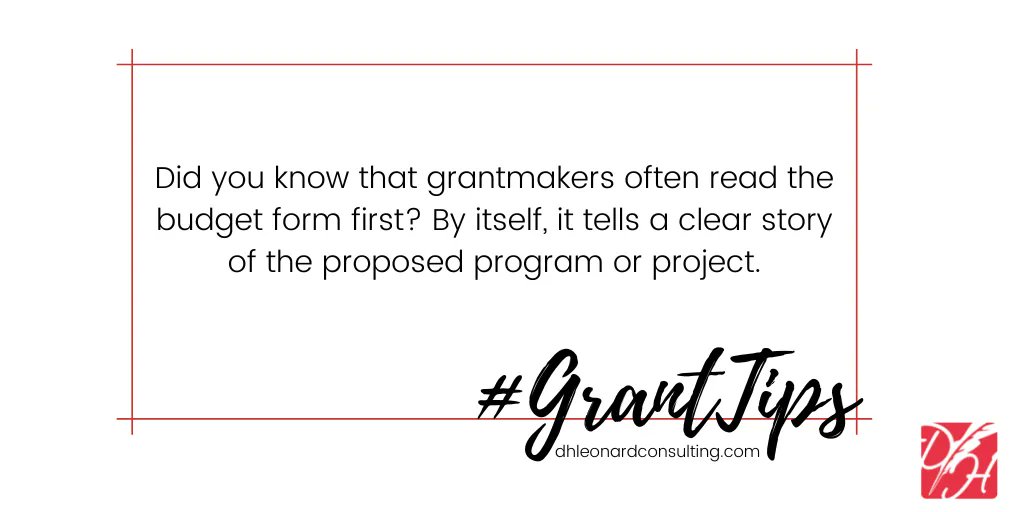 dhlconsult's tweet photo. Did you know that grantmakers often read the budget form first? By itself, it tells a clear story of the proposed program or project.
#GrantTip #Grantmaker #GrantBudget https://t.co/NRJb7axHPq