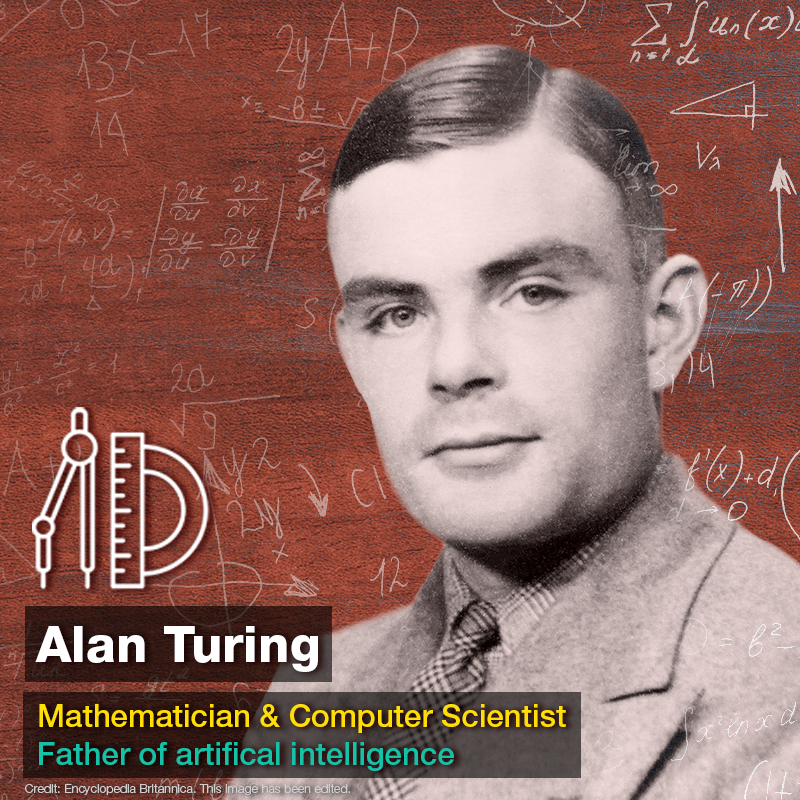 ComputerLunch's tweet photo. Alan Turing’s work in the 1940s pioneered theoretical computer science and artificial intelligence. He was a codebreaker in World War II and developed the concept of the Turing Test, which defines an “intelligent” machine. #GreatScientists #AlanTuring https://t.co/KpHJv22mJj