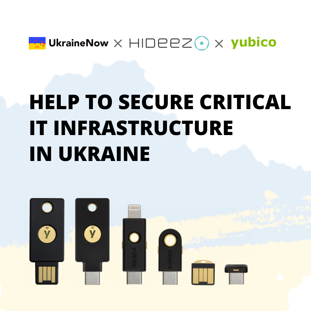 UkraineNow_Org's tweet image. 🔐 Cybersecurity company Yubico and digital security company Hideez have aimed to protect Ukrainian IT infrastructure from Russian hackers. We can help them deploy the 10,000 YubiKeys and secure a dozen government agencies &amp;amp; companies. More info &amp;amp; donate: bit.ly/3bWanUw