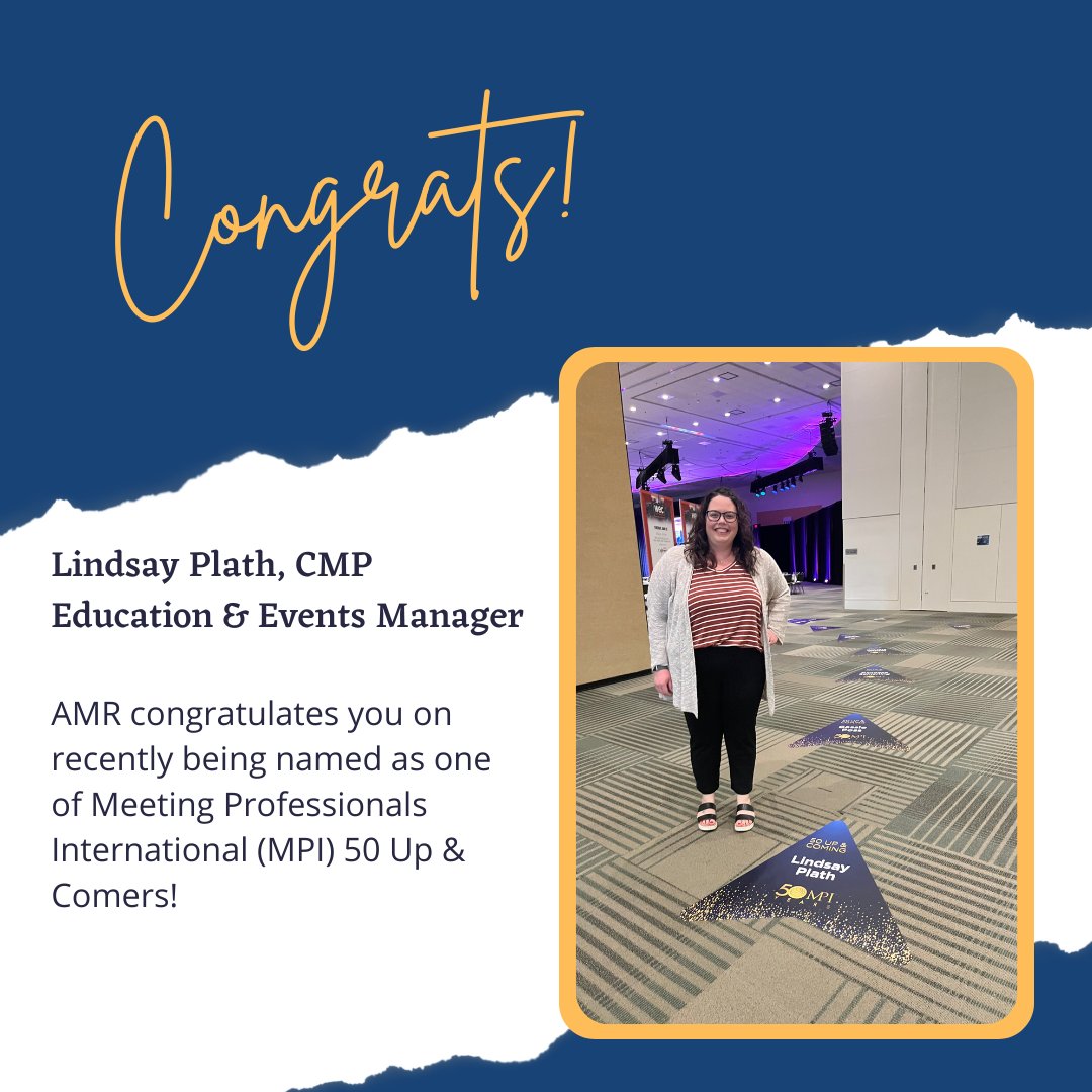 AMRMS's tweet photo. Congratulations to AMR terrific team member, Lindsay Plath, for being named one of MPI's 50 Up & Comers!
#AMRMS #associationmanagement #terrificteam #association #associations #MPI https://t.co/ewsaUdu3Uv
