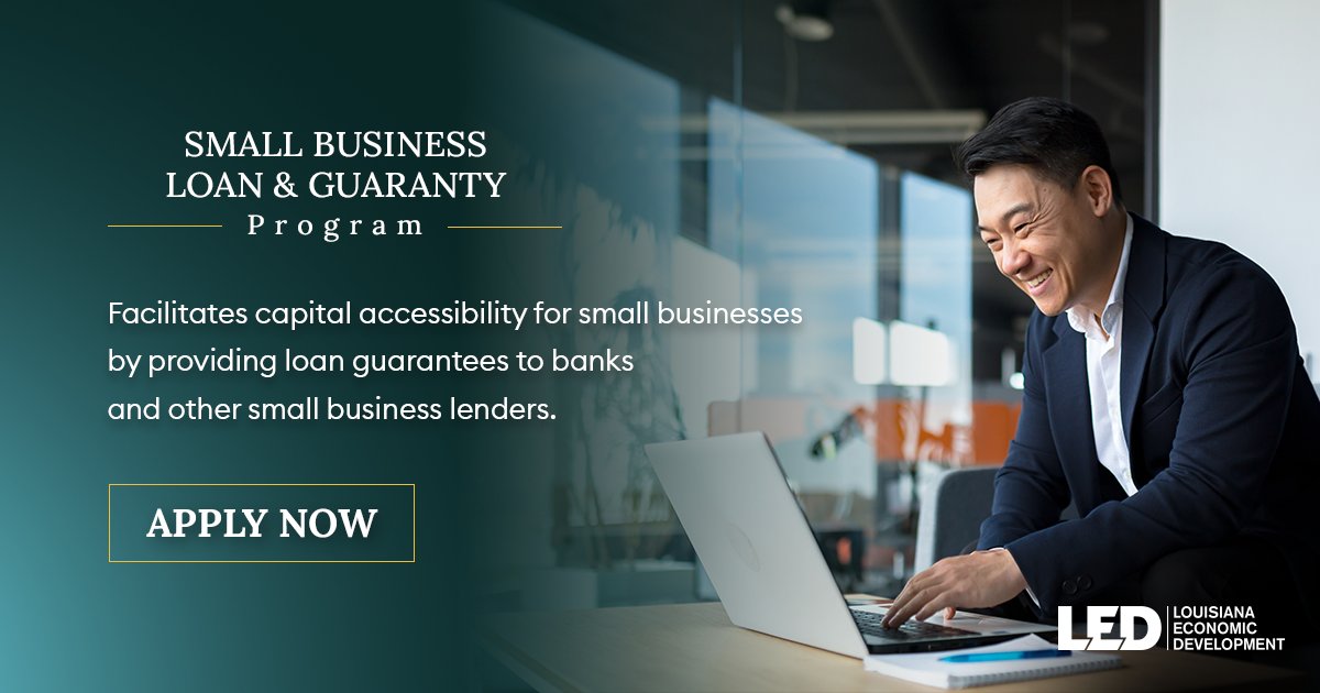 Check out how #LED’s Small Business Loan and Guaranty Program can help your #Louisiana small business. Get started: ow.ly/tn8l50K1qC2

#SBS  #SmallBusinessPrograms