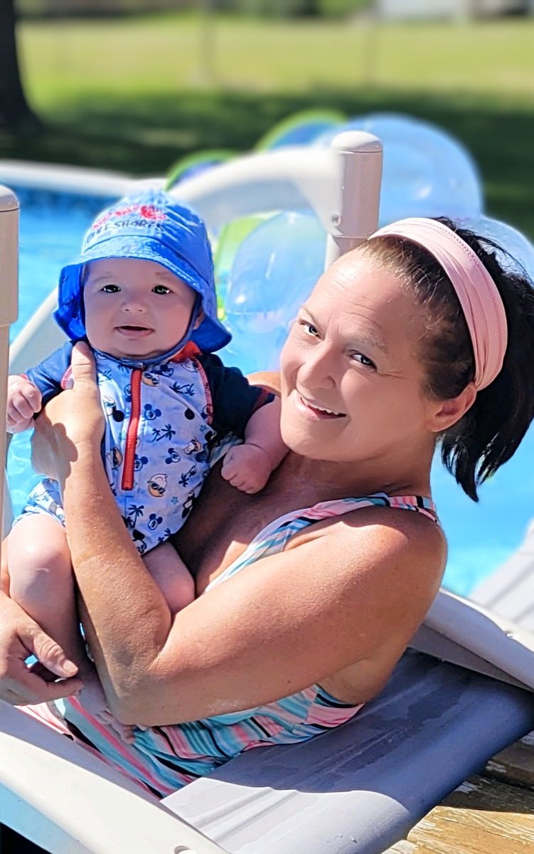 Me and great nephew, Axton Michael..he’s the happiest baby ever! And such a little water baby! He warms my heart every time I see him!🥰💙
