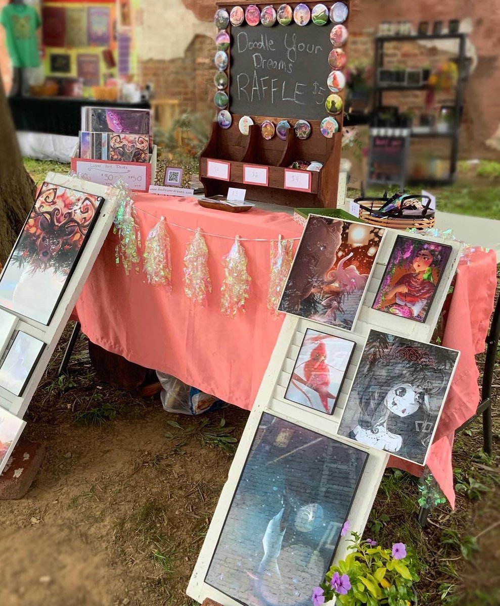 SealeaMarie's tweet photo. My little set up for this last weekend’s art pop in Johnson City, TN! 🤗🫧 I just realized I have never posted my festival set ups before. I was selling prints, stickers, and pins! All of these items I have available on my website as well. 🌱

#artpopup #artprints #artbusiness https://t.co/Pn6DTpoTmx