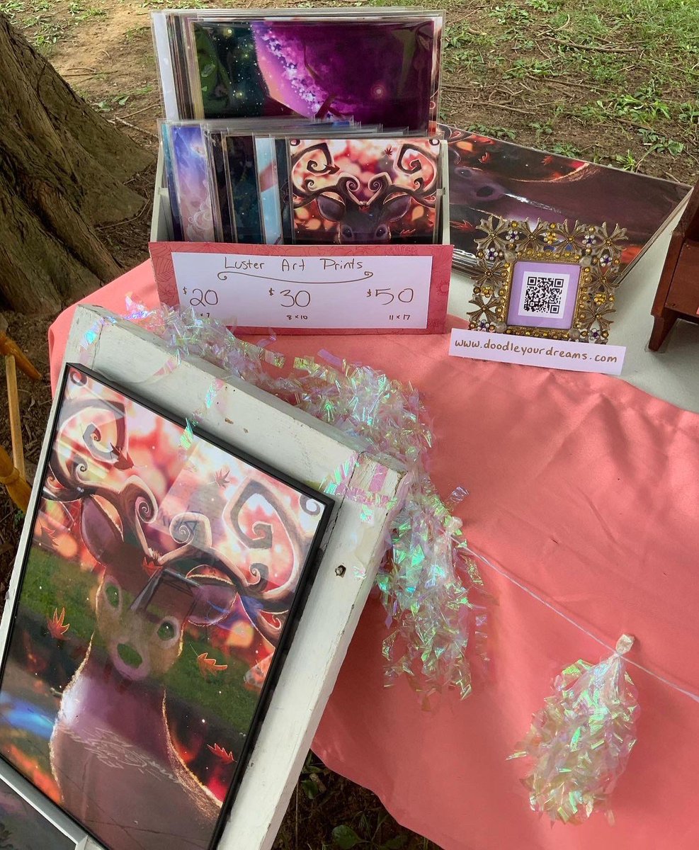 SealeaMarie's tweet photo. My little set up for this last weekend’s art pop in Johnson City, TN! 🤗🫧 I just realized I have never posted my festival set ups before. I was selling prints, stickers, and pins! All of these items I have available on my website as well. 🌱

#artpopup #artprints #artbusiness https://t.co/Pn6DTpoTmx