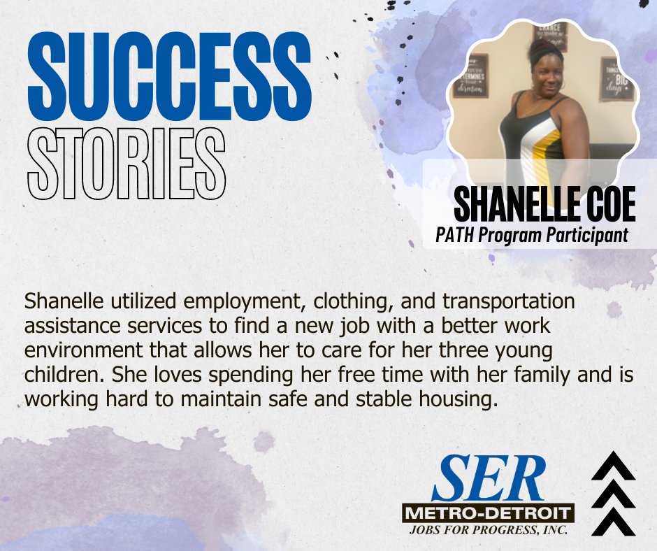 sermetro's tweet photo. #SuccessStory: Shanelle Coe is a PATH Program Participant who utilized assistance services to find a new job with a better work environment that allows her to care for her 3 children. Thank you to #SEMCA for the support that allows us to provide these programs to our community. https://t.co/3BruHaXMsi