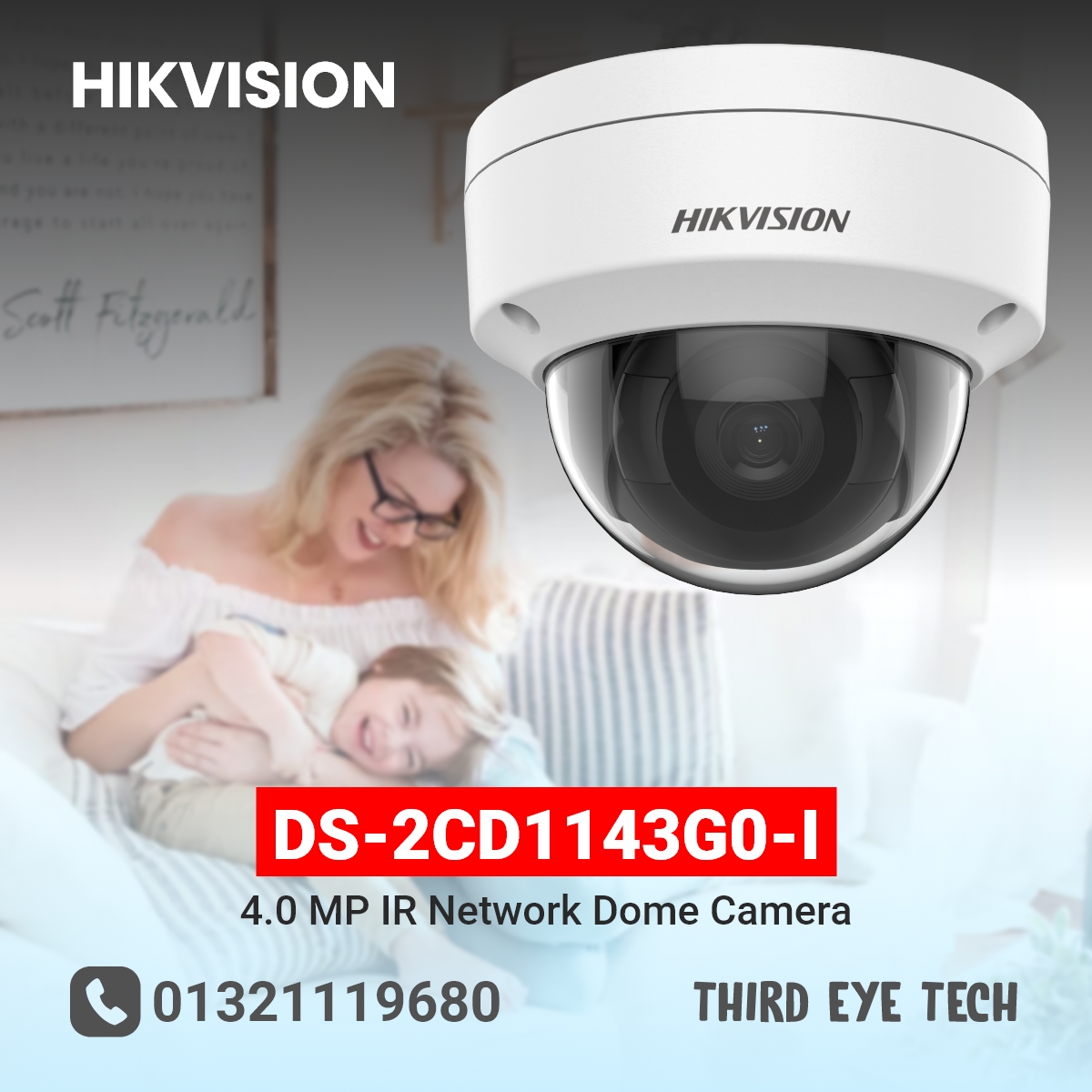 HIKVISION DS-2CD1143GO-I 4MP Dome Network Camera.
✅ High quality imaging with 4 MP resolution
✅24/7 Crystal Clear 4 Megapixel Recording.
✅Efficient H.265+ compression technology
✅Water and dust resistant (IP67) and vandal resistant (IK10)
📞 +𝟖𝟖𝟎𝟏𝟑𝟐𝟏-𝟏𝟏𝟗𝟔𝟖𝟎