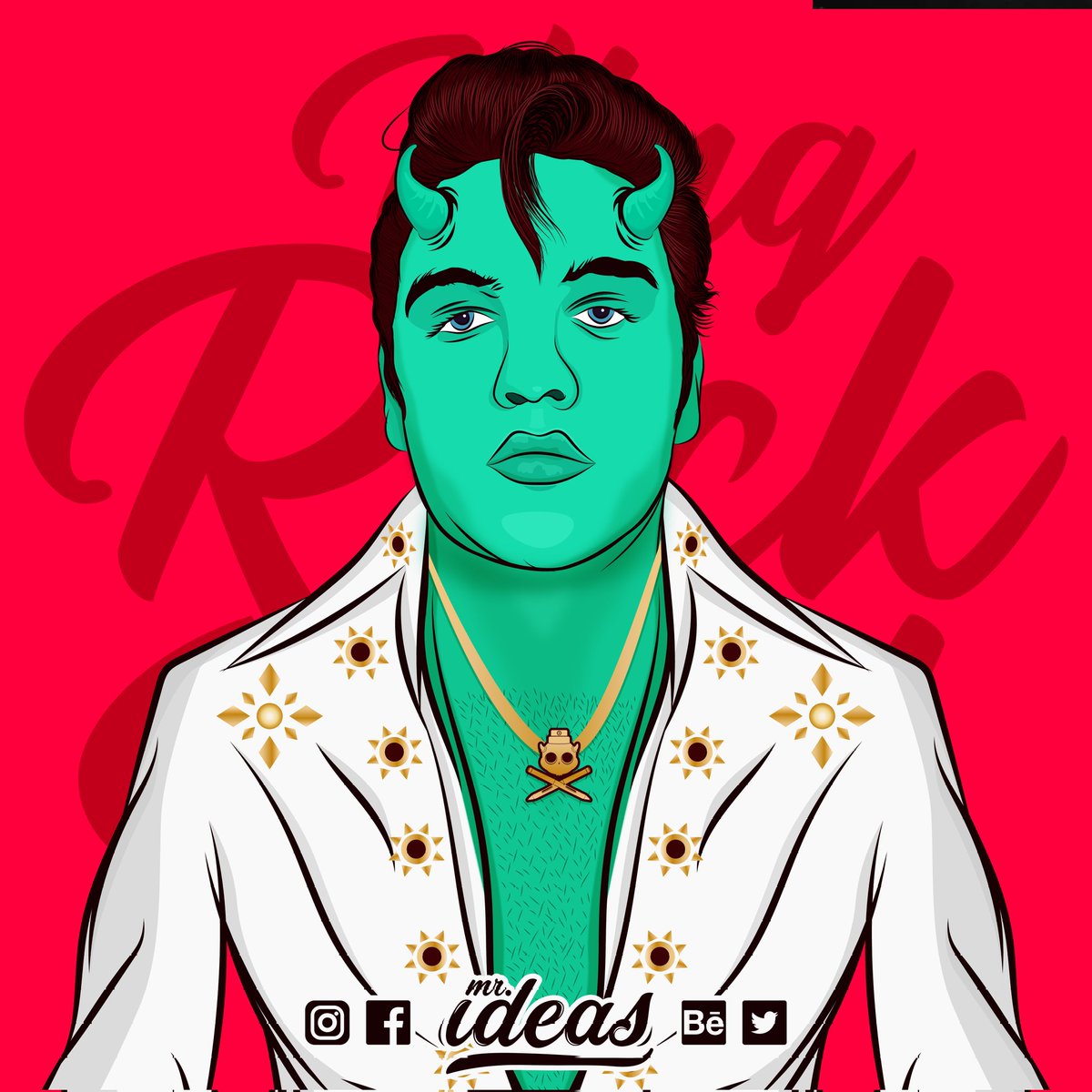 MrIdeasDG's tweet photo. Tributo ilustrado al #ReyDelRockAndRoll #ElvisPresley #MrIdeas #Elvis #TheKing #AdobeIllustrator #Illustrator #Ilustración #Vectores  #VectoraPortrait #WacomTablet #Design  #Designer #DigitalArt #BestVector #TheVectorProject #Music #RockMusic #TributoIlustrado https://t.co/8bV5LfE0Fd