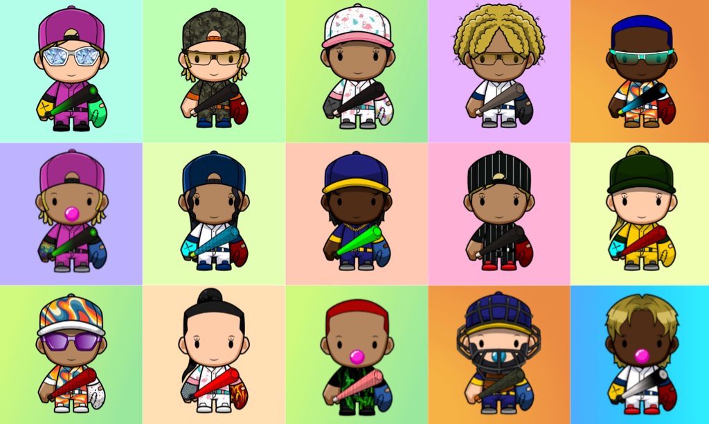 I’m the artist behind <a href="/FYbaseballNFT/">Frontyard Baseball</a> . Each Frontyard Kid will be playable in our upcoming baseball game. 

Check us out! 

Mint: Frontyardbaseball.com
2/2 : Hawku.com