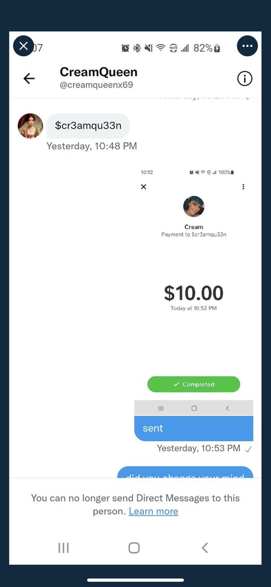 cajunbaby13190's tweet photo. Gd I hate to do this but she blatantly scammed a really good customer of mine and she’s a HUGE account here’s the proof 
@creamqueenx69 SCAMMED MY CUSTOMER FOR $10 
#sellingcontent #buyingcontent 
@scammers_b_gone @AllHustleNoScam @ibuyvidcalls https://t.co/qASgRfzaFv