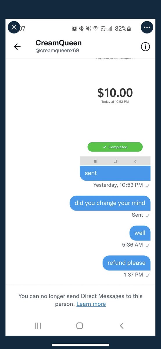 cajunbaby13190's tweet photo. Gd I hate to do this but she blatantly scammed a really good customer of mine and she’s a HUGE account here’s the proof 
@creamqueenx69 SCAMMED MY CUSTOMER FOR $10 
#sellingcontent #buyingcontent 
@scammers_b_gone @AllHustleNoScam @ibuyvidcalls https://t.co/qASgRfzaFv