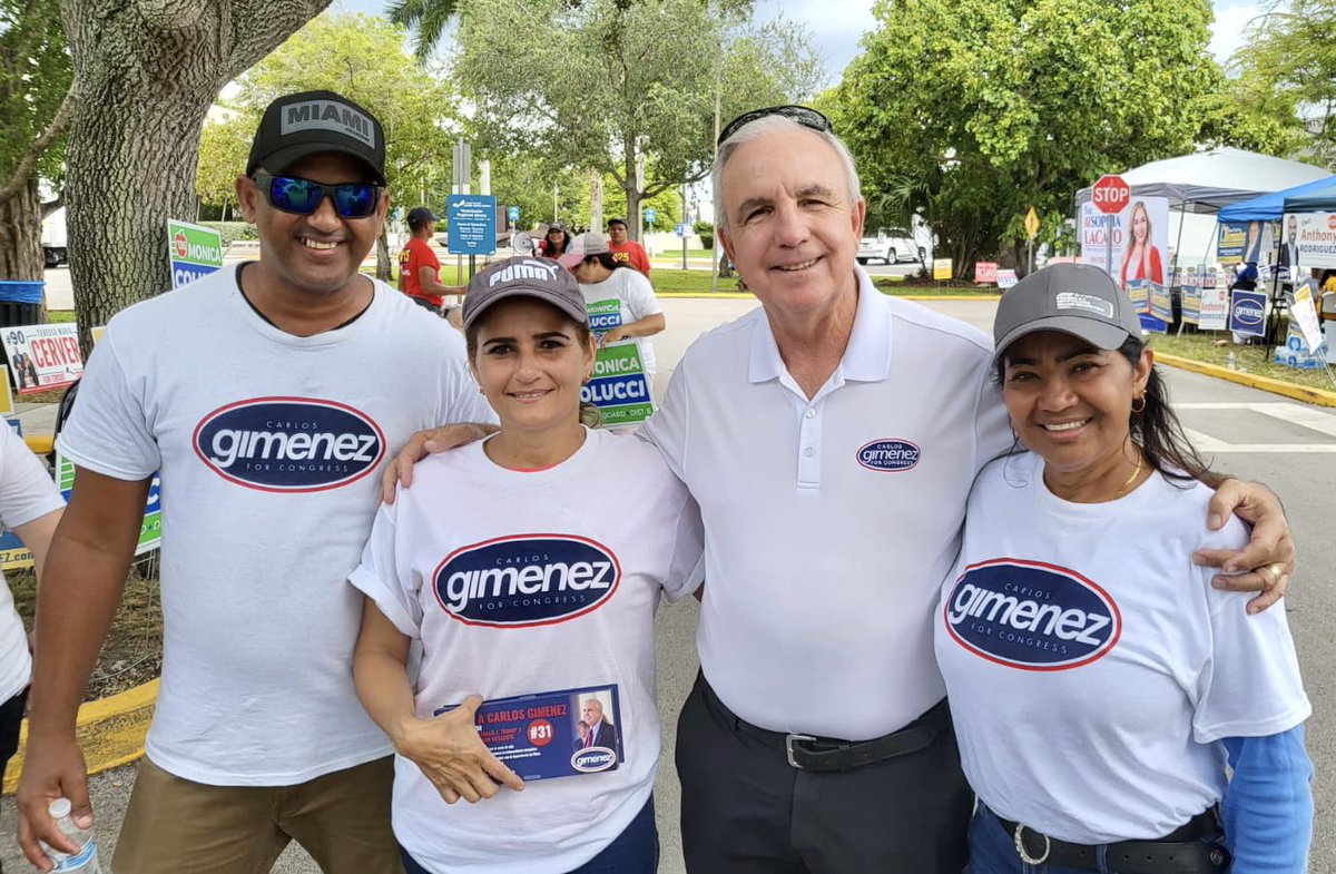 CarlosGimenezFL's tweet photo. Early voting is underway. With your support, I’ll keep working to stop Pelosi and Biden’s woke liberal policies causing inflation, higher taxes, and less freedom. To make America great, your vote counts TODAY more than ever.

Thanks to #TeamGimenez for all their hard work. #FL28 https://t.co/8BuO4g3UAB