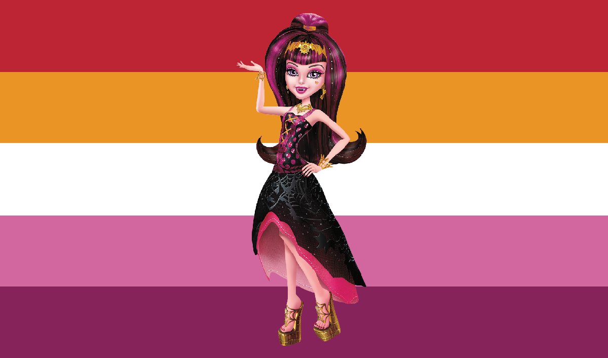 Colourpicked's tweet photo. Lesbian flag with Draculaura from Monster High, requested by anon https://t.co/LPptyuTEdP