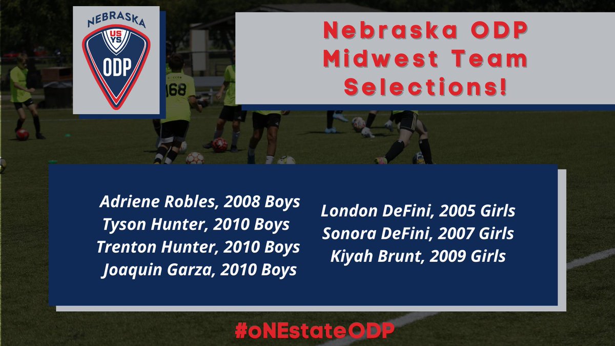 Congrats to the 7 #NEODP players selected to the Midwest Region ODP teams! Way to #representNE!