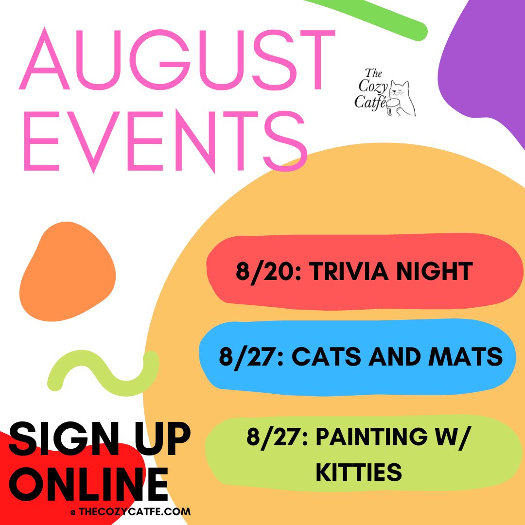 thecozycatfe's tweet photo. TRIVIA NIGHT this Saturday!!!
If you live in the DFW area, sign up and join us!!! Thecozycatfe,com https://t.co/4phiqNS1yE
