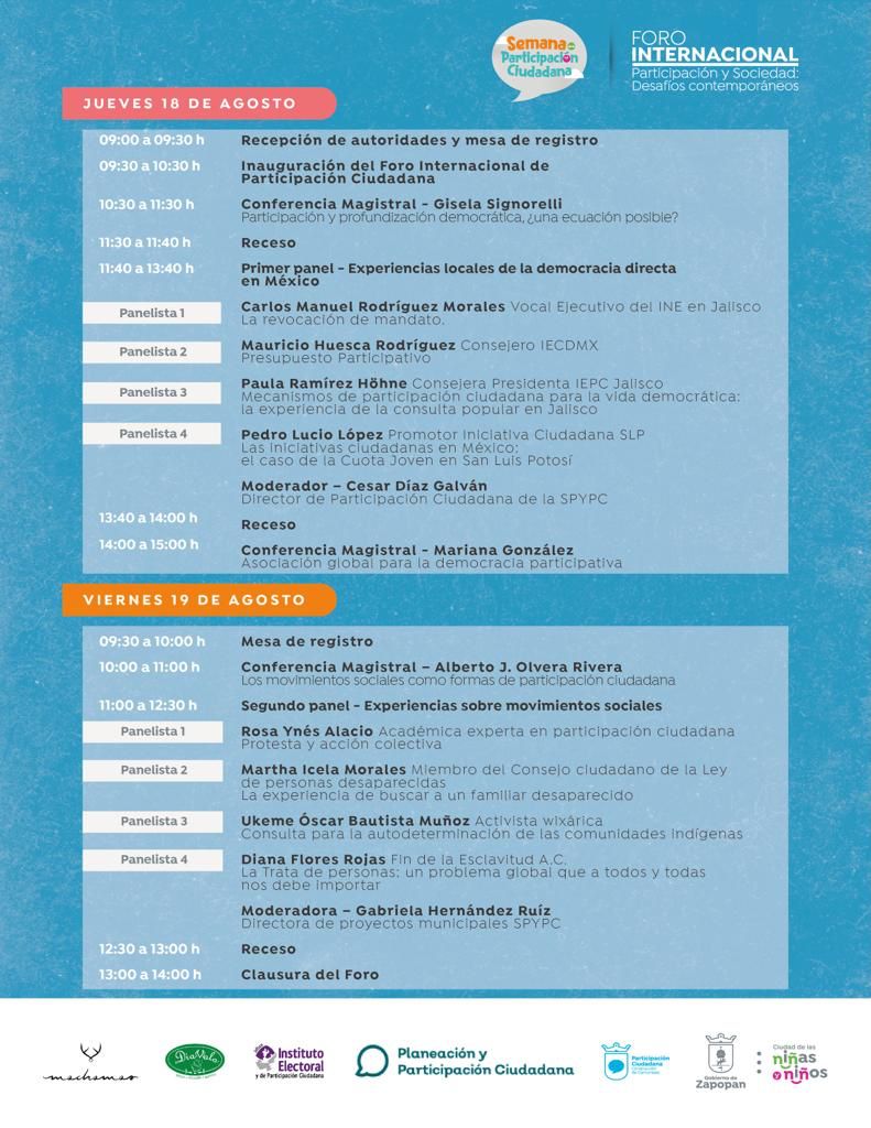 Mañana es el FORO INTERNACIONAL, PARTICIPACIÓN Y SOCIEDAD: DESAFÍOS CONTEMPORÁNEOS, 
¡no te lo pierdas! ¡Te esperamos! 
<a href="/ZapopanGob/">Gobierno de Zapopan</a>

Consulta el programa y regístrate 👇🏽👇🏽👇🏽
iepc.cc/CnmDZX2  

#IEPCCívico #TuVozEsElPoder