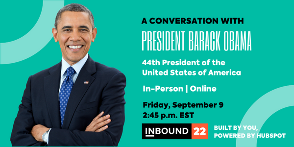 unboundevent's tweet photo. In under a month, join us at #INBOUND22 for a moderated conversation with President Barack Obama! The session will touch on the ways community &amp; culture have paved a path throughout his career—and how we as a collective can build paths for one another and the generations to come. https://t.co/hmQPpL2fUu