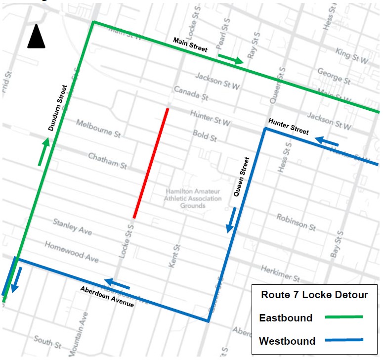 hsr's tweet photo. #HSRAlert: #HSR7 on detour Sunday, August 21st from 7 am until 7 pm due to Street Festivals on Locke Street between Hunter Street and Herkimer Street. Details, https://t.co/yt517j7L4t https://t.co/Ibi8SoKrkh