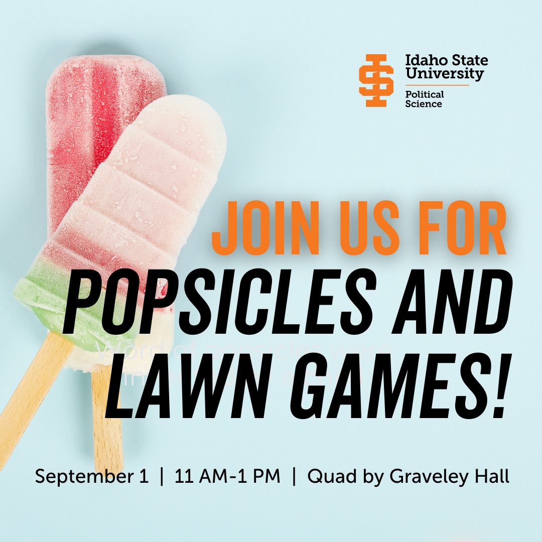 Save the date and join the Political Science Department for a Welcome Back Event! Sept. 1st from 11AM-1PM on the Quad!