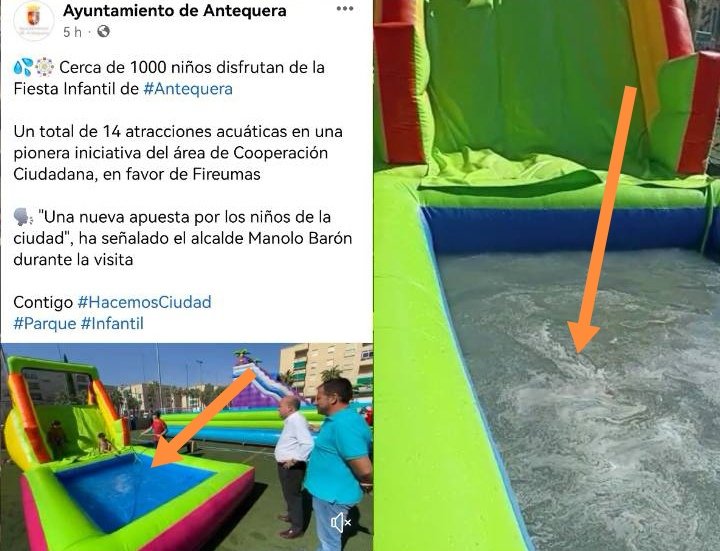 seryi_ad's tweet photo. Sabemos que el agua nos está para derrocharla,  pero se deberían cuidar más algunos detalles...,  como por ejemplo renovar el agua de algunas piscinas,  la cuales han sido usadas en su mayoría por publico infantil...siendo su estado no muy saludable.  @AytoAntequera #Antequera https://t.co/GhxPoQwgYB