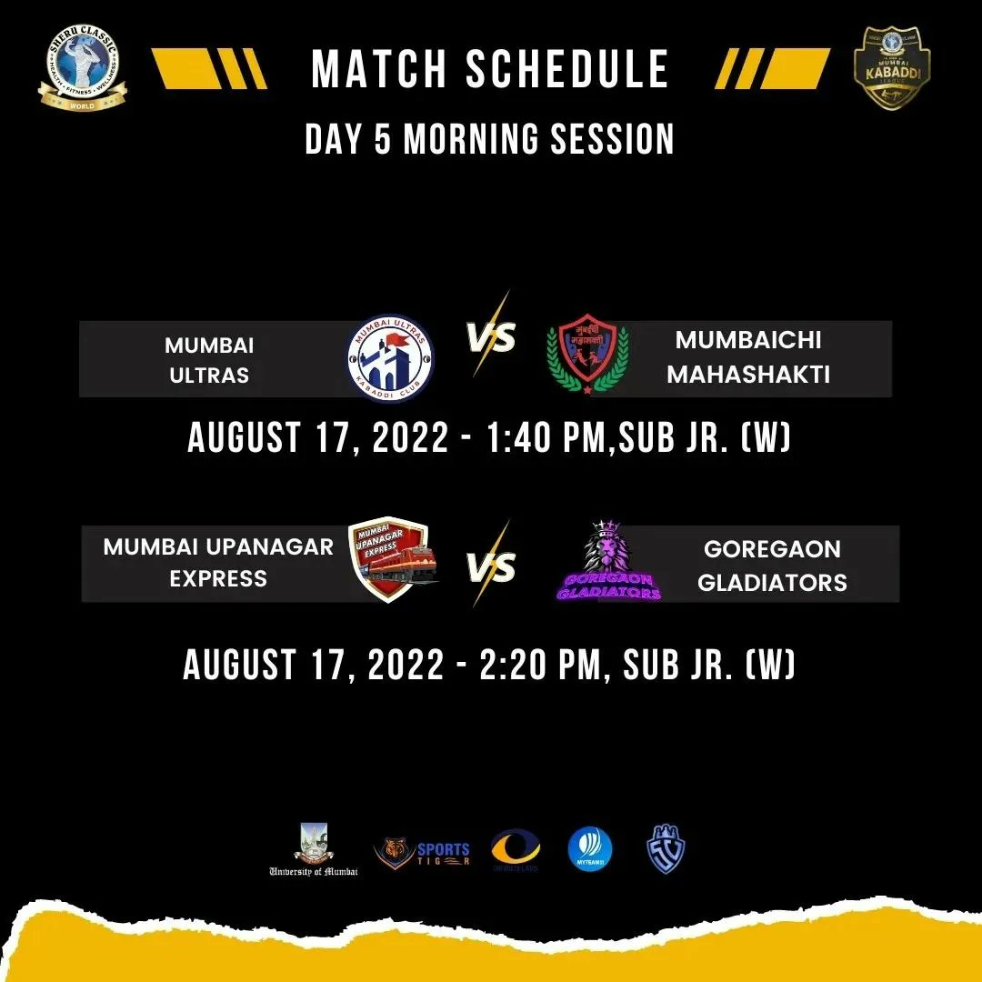 sheru_aangrish's tweet photo. Sheru Classic MMKL Match Schedule Day 5 π₯π―
.
#sheruclassicmmkl #sheruaangrish #sheruclassic #mmkl #matchschedule #kabaddimatches #mahamumbaikabaddileague #kabaddi #tournament #MumbaisBiggestKabaddiLeague #sportvot #SportVotKabaddi #indiankabaddi #mumbai #maharashtra #sports https://t.co/CY2bVTDkVG