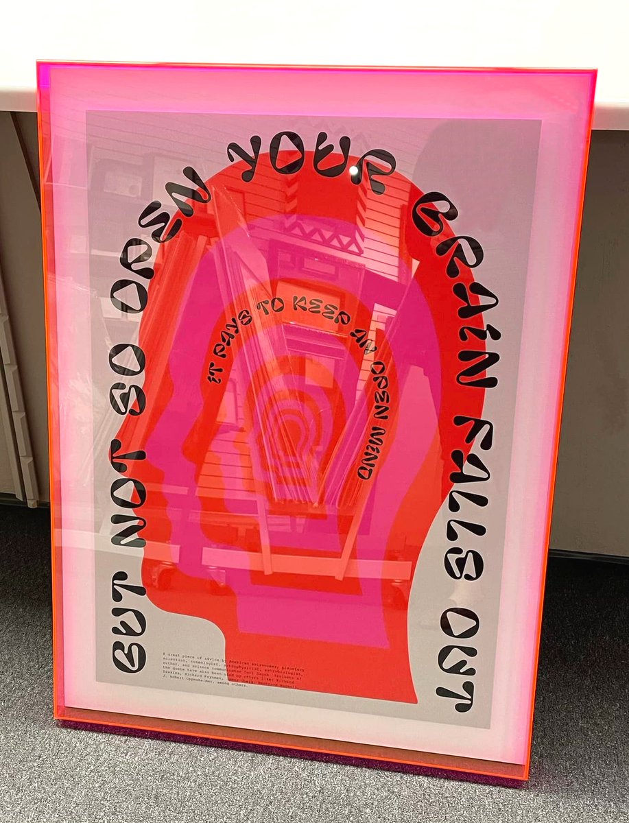 FramesUnlimited's tweet image. Something mind-bending for your #FrameFridays. Check out this pink acrylic box frame, designed at our Bloomfield location. The team dry mounted, reverse cut, and added an extra ¼” inch lift on white cotton to give this poster an eye-catching appearance! #AcrylicFrames #PosterArt