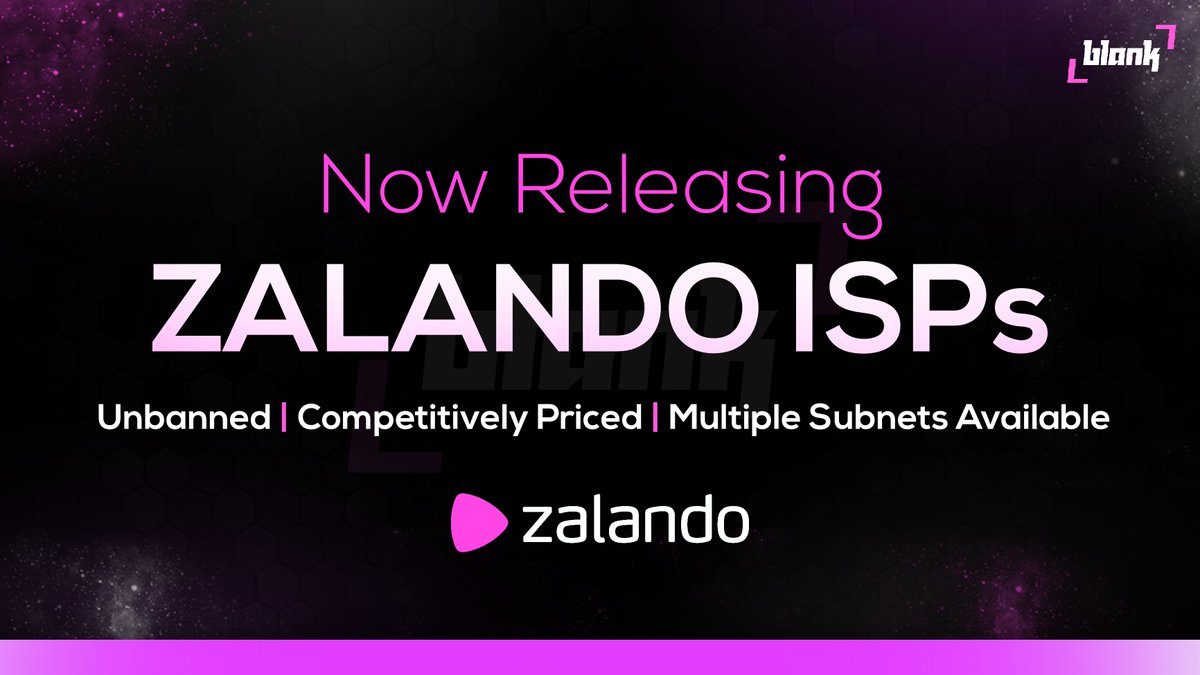 BlankProxies's tweet photo. 🚨Zalando ISPs - Now Available🚨

We are pleased to announce the launch of our new and exclusive Zalando ISPs Proxies.👀

The team has been working hard to procure completely unbanned Zalando ISPs which are available to the public.

Join the Discord in our Bio to place an order. https://t.co/gRPBCKUenS
