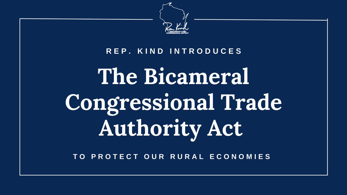 Proud to introduce the bipartisan, Bicameral Congressional Trade Authority Act. Congress needs to stand up and fight for our rural economies by taking back the trade authorities that belong to the Legislative branch as stated by the Constitution.