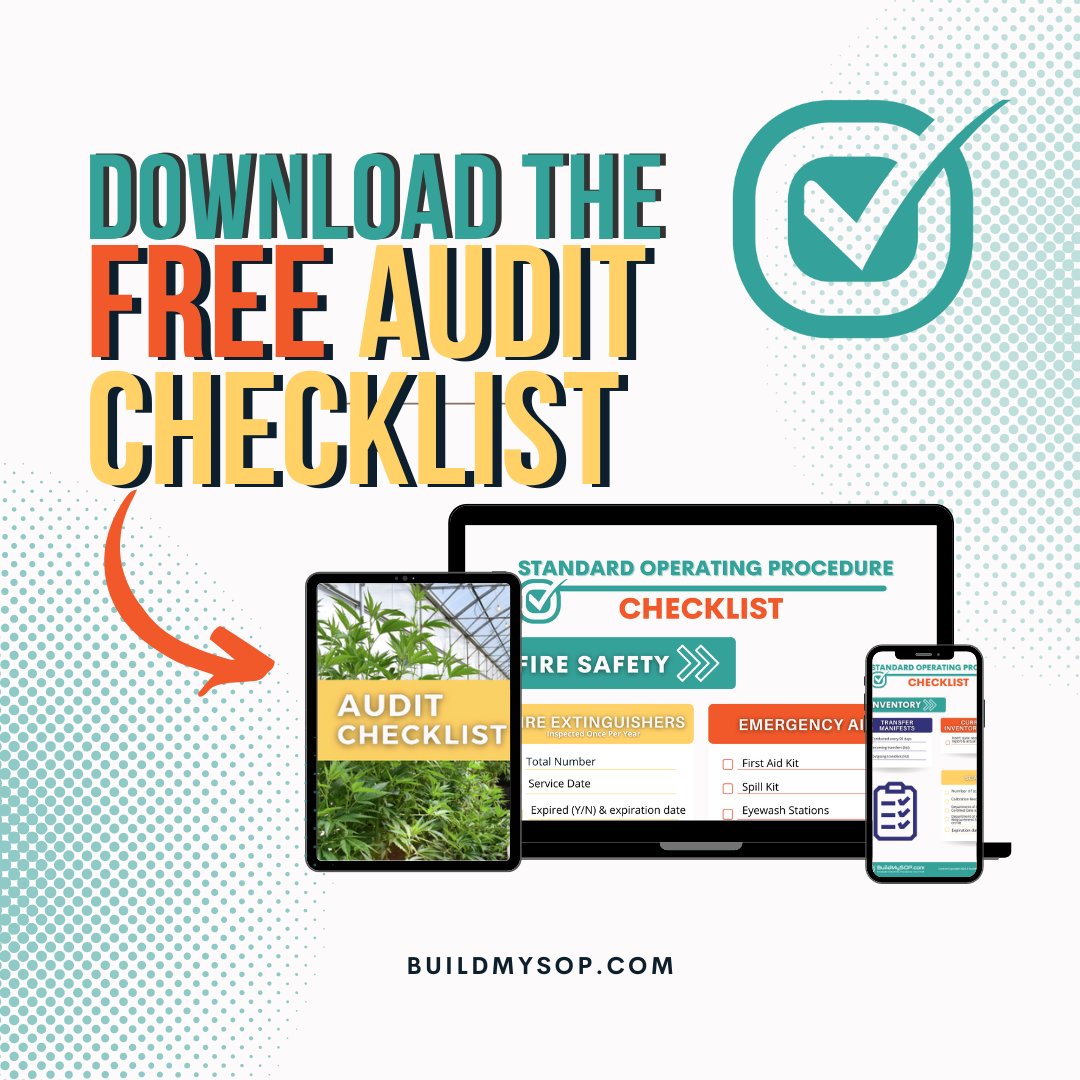 BuildMySOP_com's tweet photo. Get your FREE #Audit #Checklist in your inbox NOW! Created by a former Colorado MED regulator.
👉 https://t.co/n70pmtaMFV
#BuildMySOP #AskTheRegulator #cannabiscommunity #cannabissoftwaresolutions #compliance #inspection #prepareandprotect #professionaltraining #CannabisSOP https://t.co/aYQUqHY3jz