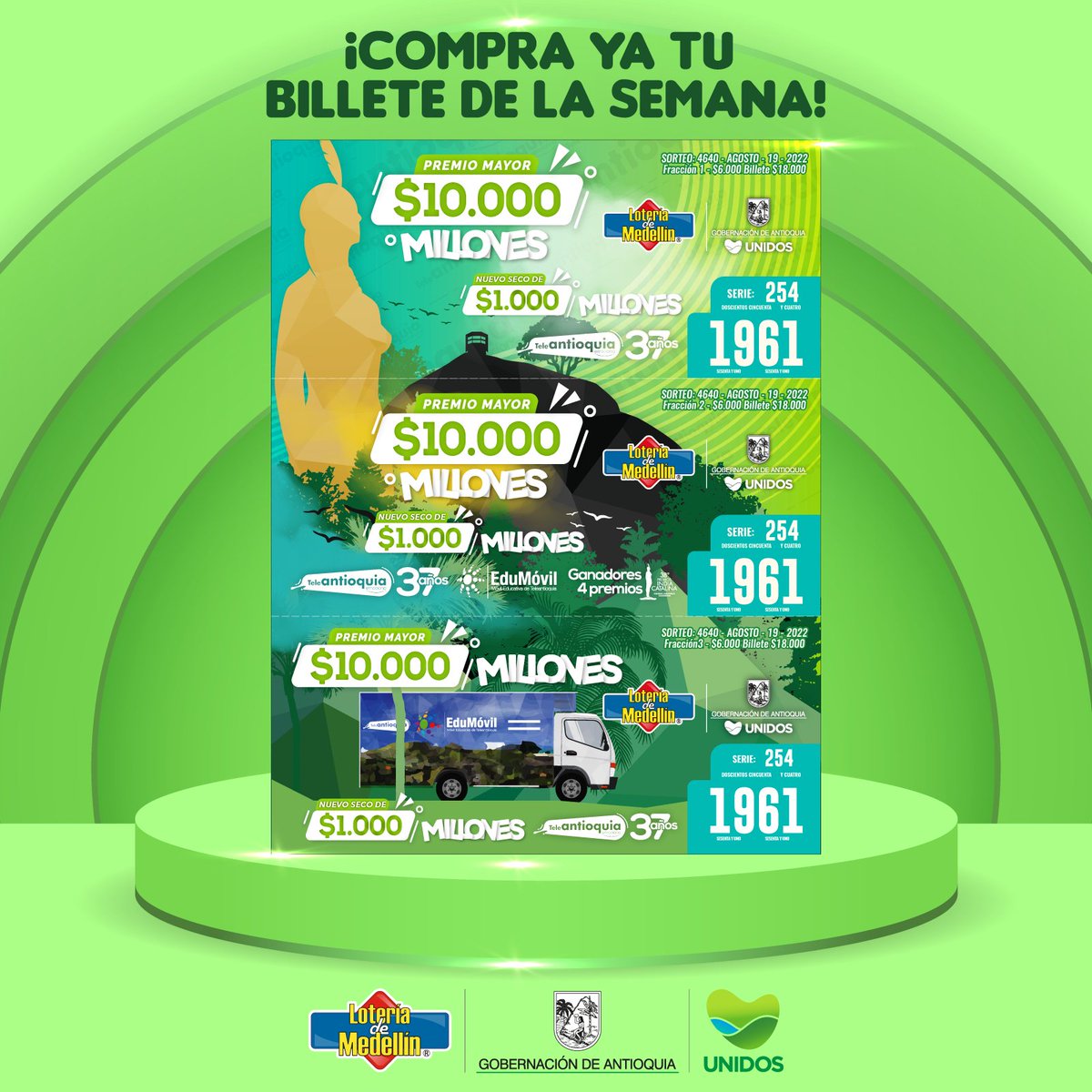 El #BilleteDeLaSemana de la #LoteríaDeMedellín viene engalanado con la #EduMóvil de <a href="/Teleantioquia/">Teleantioquia</a> un itinerante centro de producción audiovisual, que le apuesta al desarrollo humano integral. 

Y tú, ¿ya pensaste a qué número le vas a apostar jugando con #LaQueMásPaga? 💰