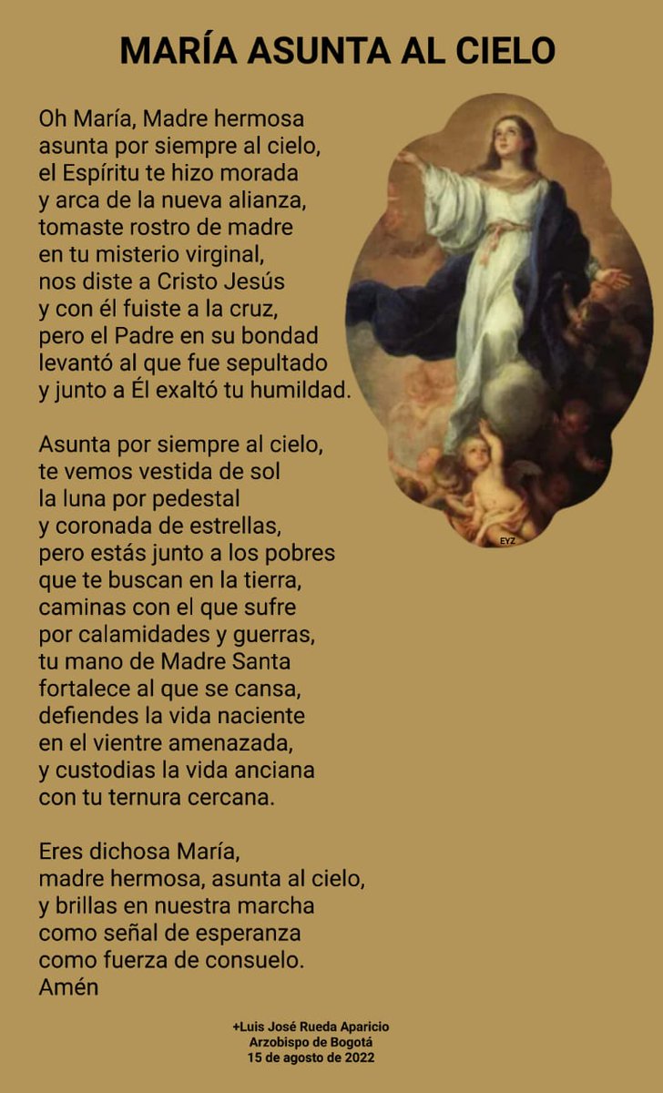 arquidiocesisbo's tweet photo. ✅Oh María,Madre hermosa asunta por siempre al cielo, el Espíritu te hizo morada y arca de la nueva alianza⛪ https://t.co/jENV9SB72e