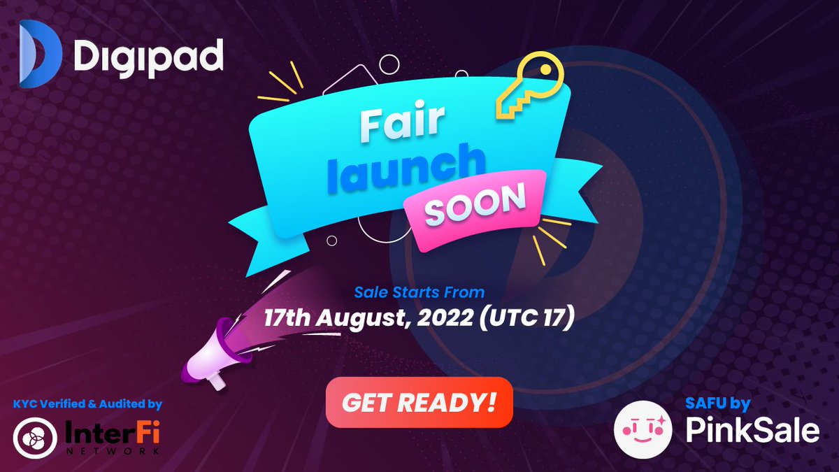 🔥Digipad Fairlaunch Starts Tomorrow 🔥

🚀 DGP Trending On Pinksale Now 🚀

🌸 Fairlaunch Link: pinksale.finance/launchpad/0xc1…

🎯 Listed On: 
💎 CoinMarketCap: coinmarketcap.com/currencies/dig…

🐸 CoinGecko: coingecko.com/en/coins/digip…

#DGP #binance #BSCGems #CoinMarketCap #BinanceSmartChain