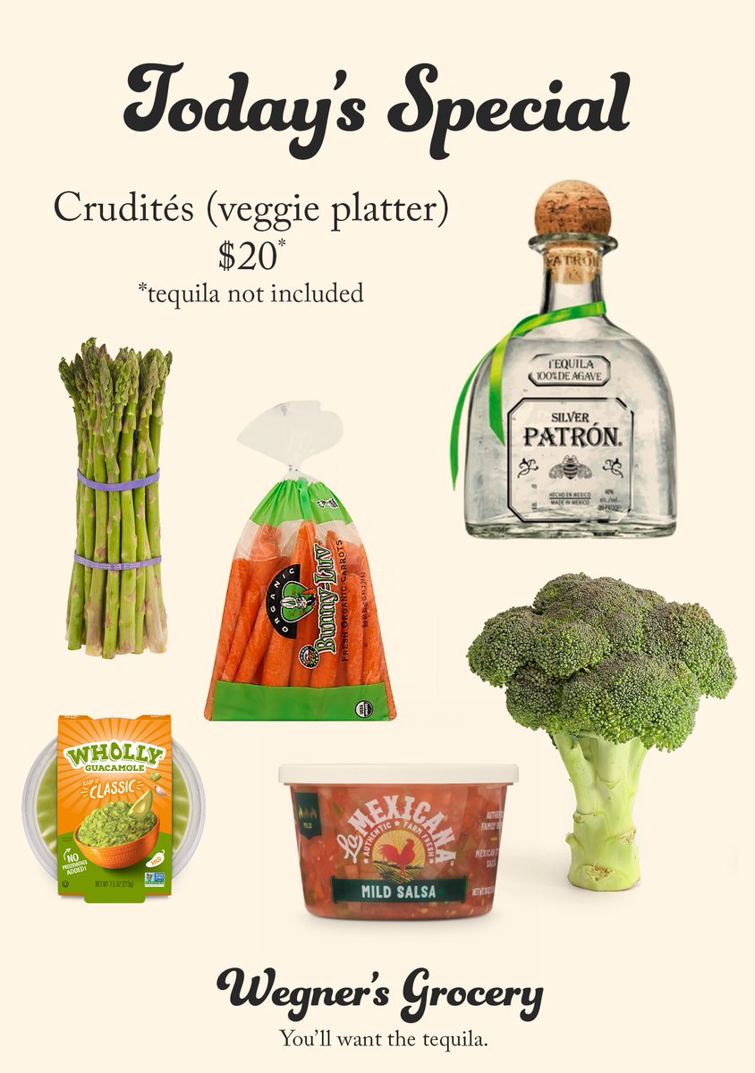 wegnersgrocer's tweet photo. Not everyone has the time #DrOz does to make #crudites fresh. We’ve got you covered with today’s special. #tequilanotincluded https://t.co/deWBF3IgWx