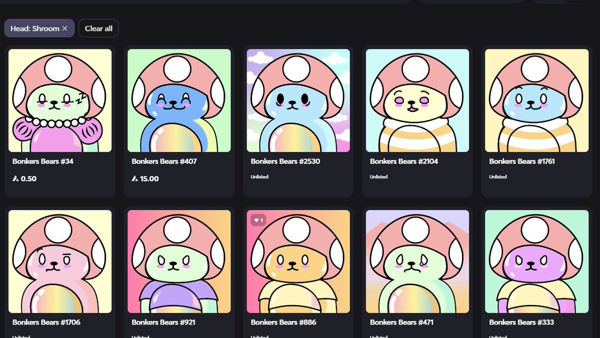 🐻If we reach 1.000 followers we are going to give away 1 Shroom Bonkers Bears NFT(Bonkers Bears #7 which is in our community wallet)!🐻

🐻There is only 13 NFTs with this trait!🐻 

🐻We just want you guys to know this🐻 

#FreeMint #AVAX #AvaxNftRush