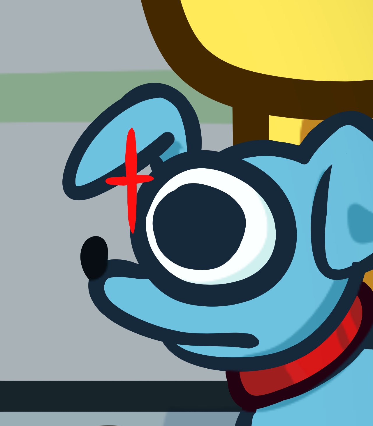 A close up of the dog's eye, with an Impostor gleam.