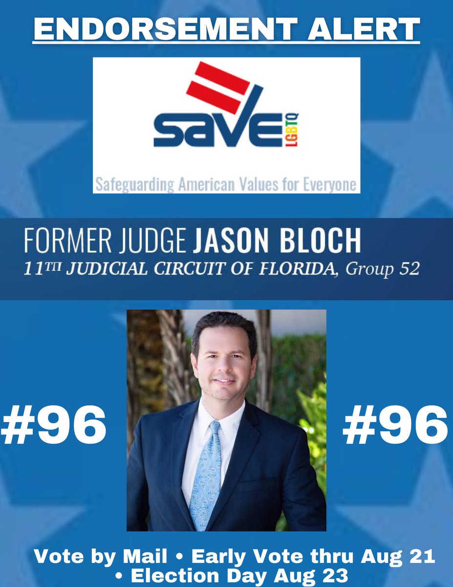 jasonbloch305's tweet photo. Vote Jason Bloch for Miami-Dade Circuit Judge, #96. 

•Early Vote at any location
•No lines
•No waiting 

Endorsed by
#MiamiHerald
#TheMiamiTimes #MiamiCommunityNews #PoliticalCortadito #TrueHomesteadNews #UnitedTeachersOfDade
#SAVE
#LeagueOfProsecutors
#Emgage &amp; more! https://t.co/WtV7j6lg3v