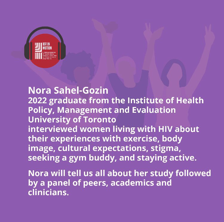 CIHRRC's tweet photo. Register here for HIV in Motion’s upcoming Community of Practice Session, “Poz Women Exercise!”: https://t.co/CvbCpu0X0U
Nora Sahel-Gozin will present based on her research interviewing women living with HIV about their experiences with exercise, and related topics. https://t.co/Dg93t1el4Y