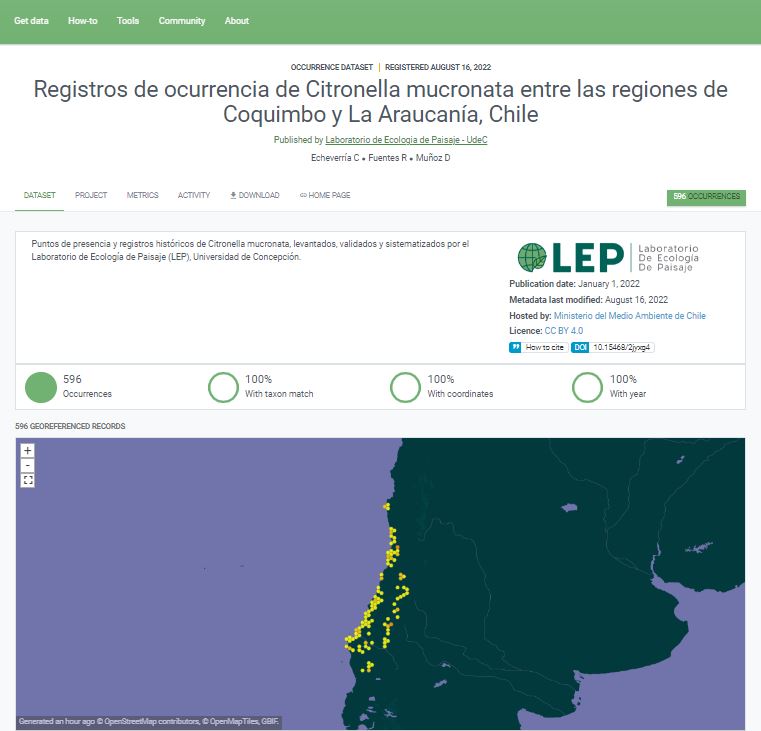 🟢Nuevo conjunto de datos de presencia! 'Registros de ocurrencia de Citronella mucronata entre las regiones de Coquimbo y La Araucanía, Chile' Publicado por Laboratorio de Ecología de Paisaje @lepudec de la @udeconcepcion. Disponible en @GBIF en gbif.org/dataset/e21f1c…